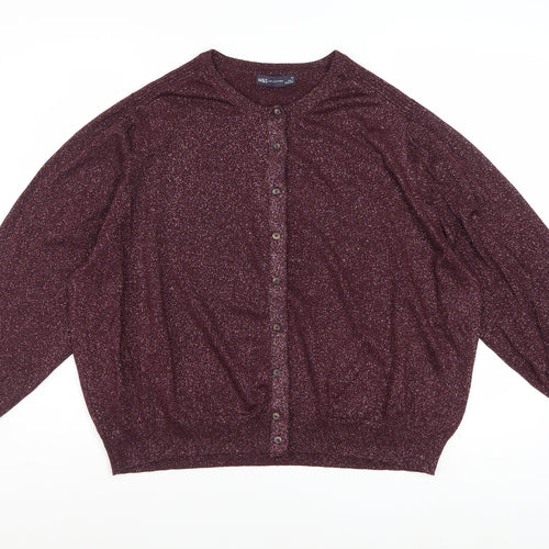 Marks and Spencer Women Purple Size 24 Glitter Cardigan Jumper