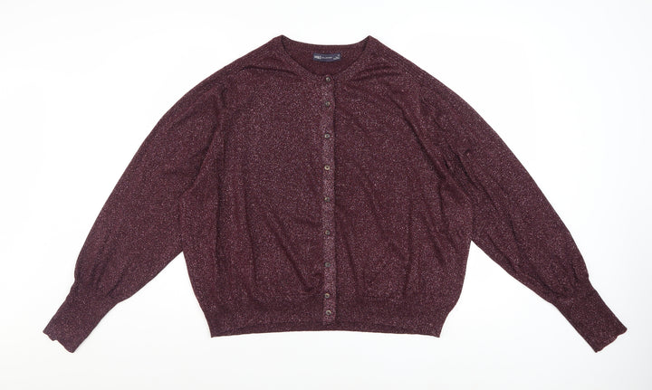Marks and Spencer Women Purple Size 24 Glitter Cardigan Jumper