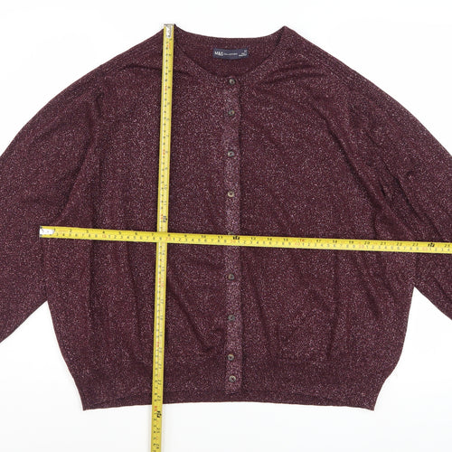 Marks and Spencer Women Purple Size 24 Glitter Cardigan Jumper