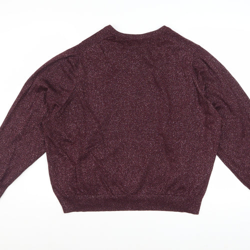 Marks and Spencer Women Purple Size 24 Glitter Cardigan Jumper