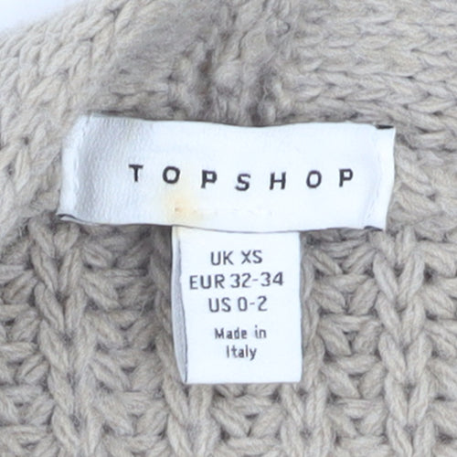 Topshop Women Beige Chunky Knit Longline Open Cardigan XS