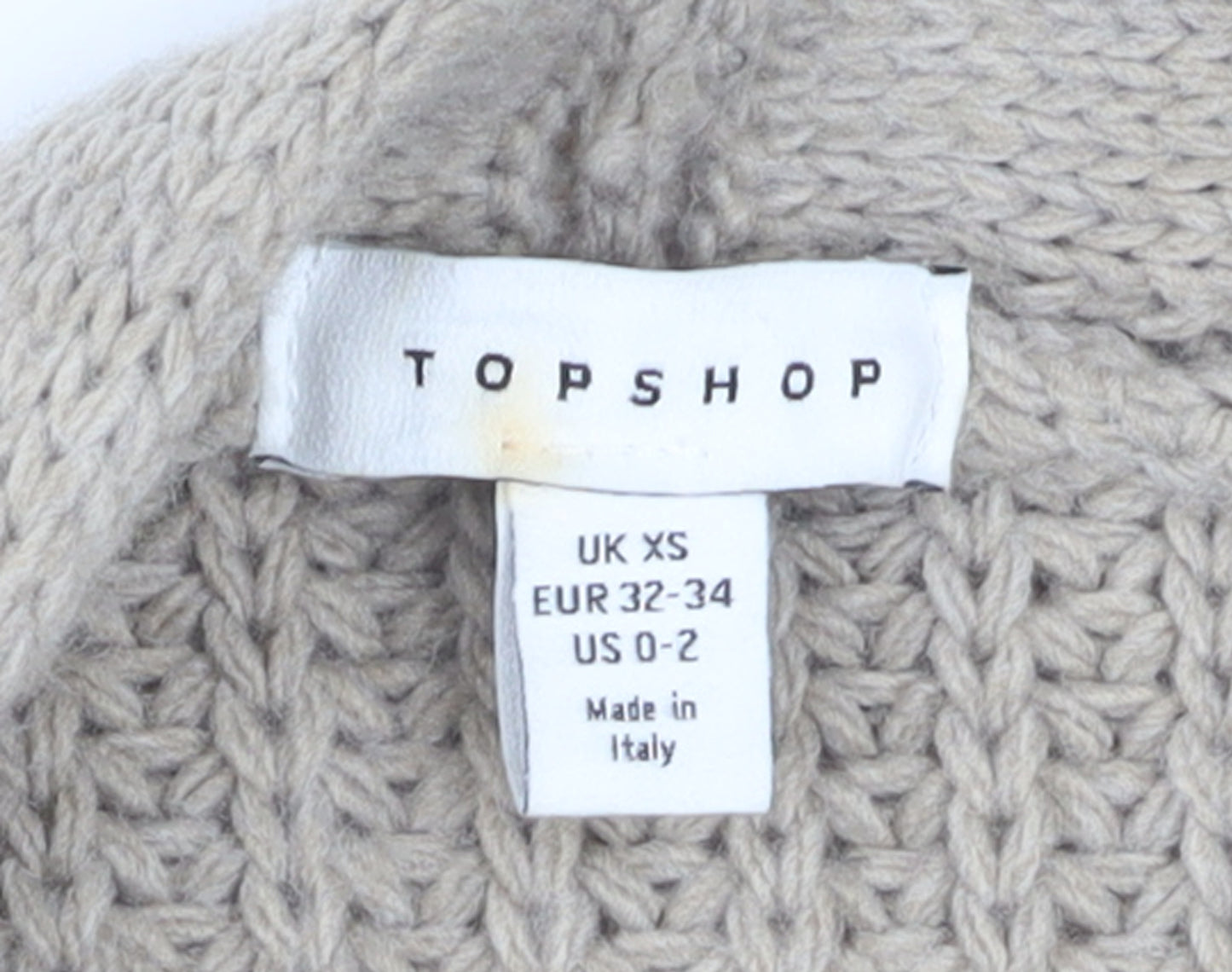 Topshop Women Beige Chunky Knit Longline Open Cardigan XS