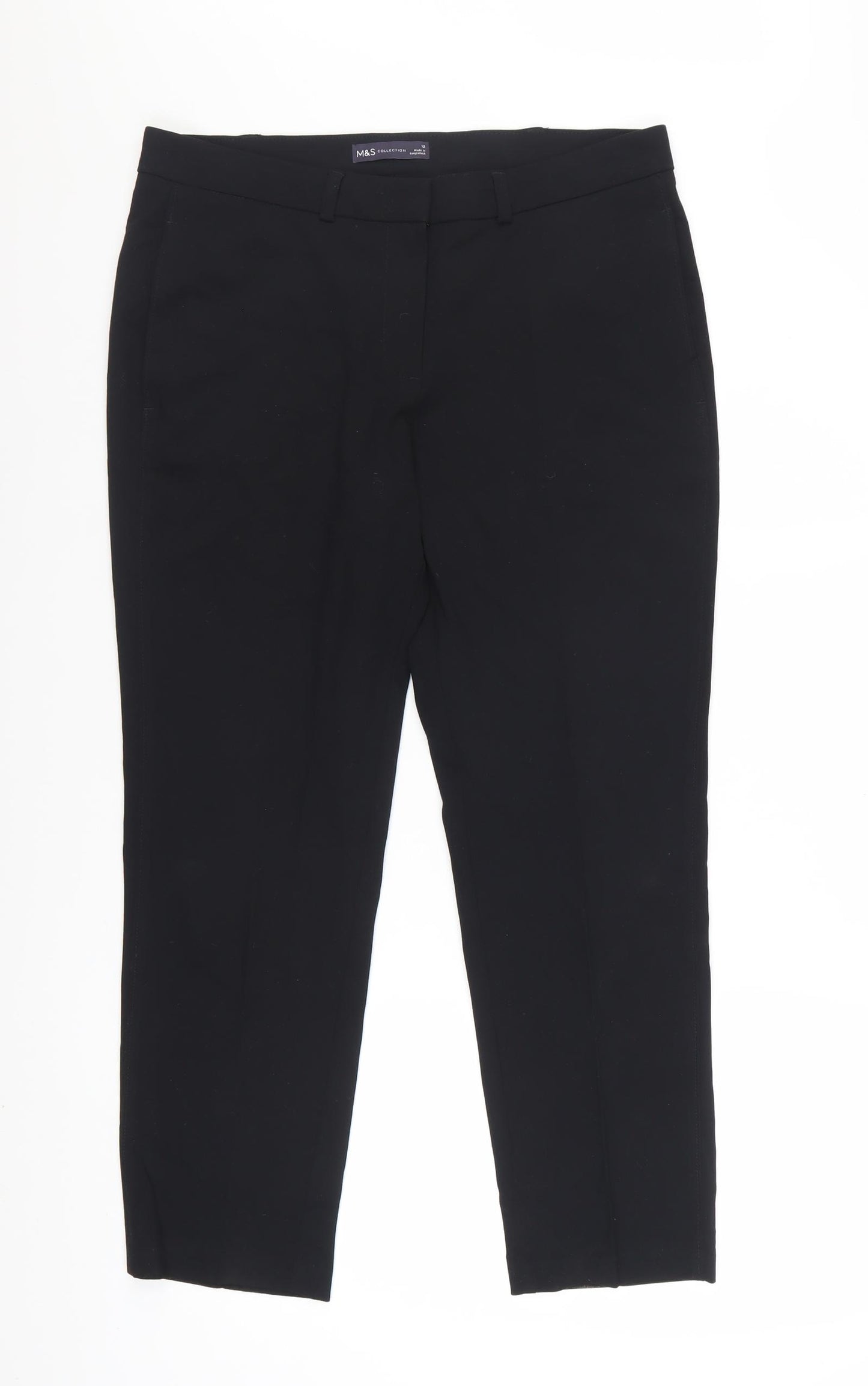 Marks and Spencer Women’s Black Size 12 Cropped Stretch Trousers