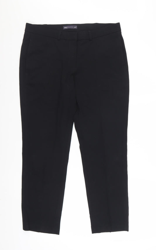 Marks and Spencer Women’s Black Size 12 Cropped Stretch Trousers