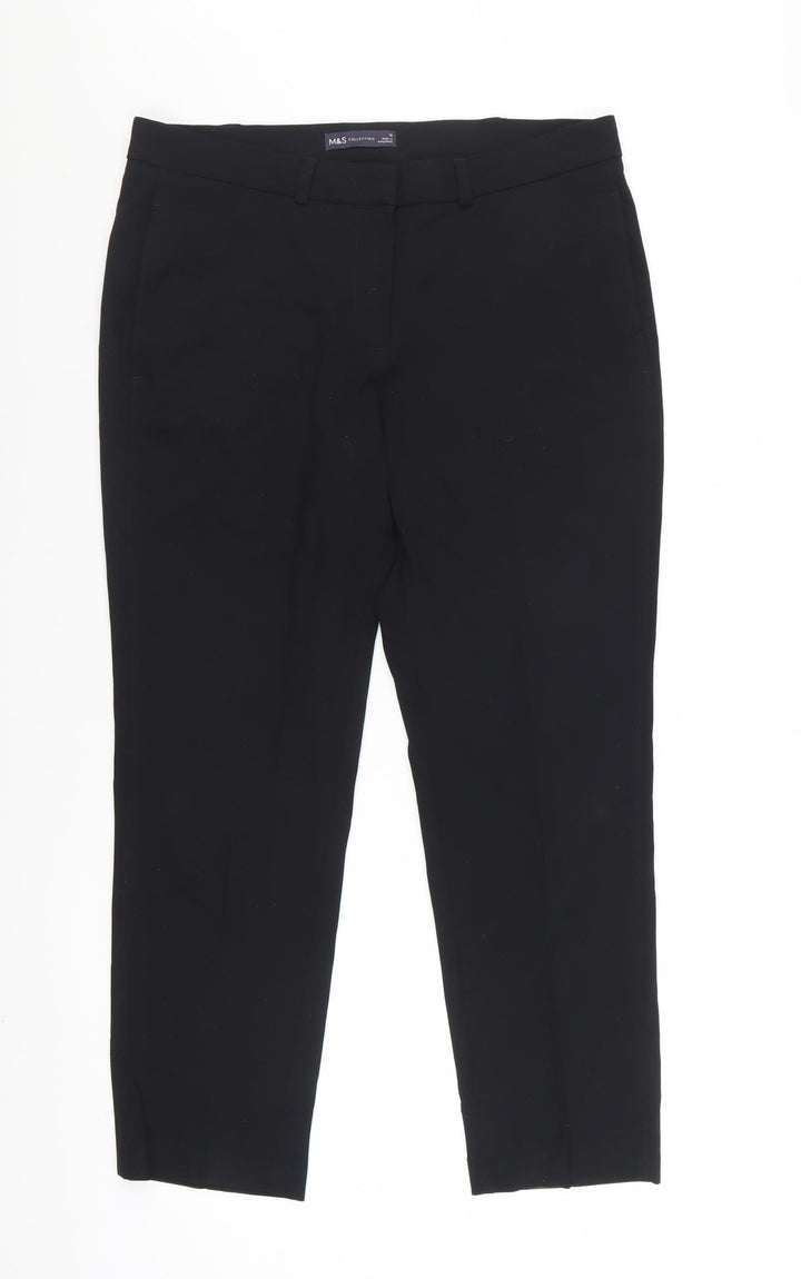 Marks and Spencer Women’s Black Size 12 Cropped Stretch Trousers