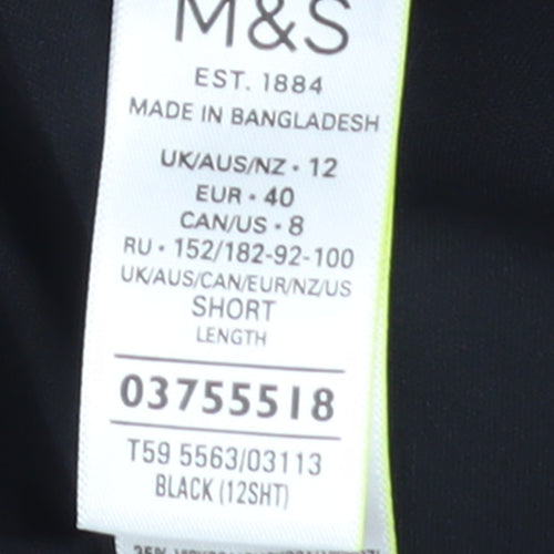 Marks and Spencer Women’s Black Size 12 Cropped Stretch Trousers