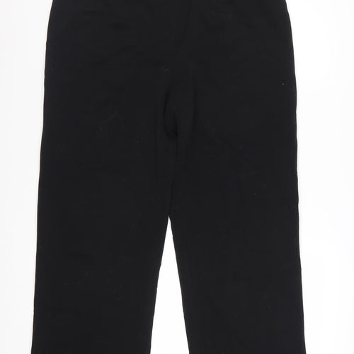 CC Women Black Wool Blend Stretch Straight Leg Trousers Size 16