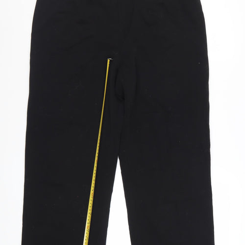 CC Women Black Wool Blend Stretch Straight Leg Trousers Size 16
