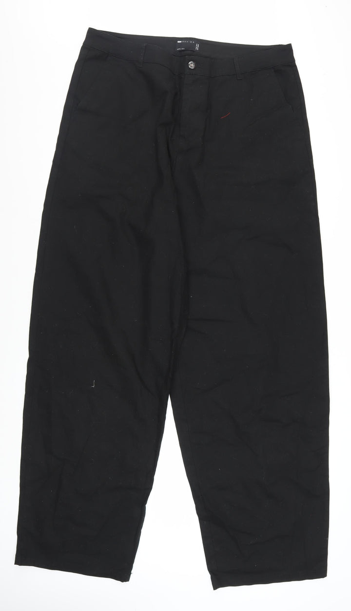 ASOS Design Men's Black Chino Trousers 36W 34L Cotton Blend