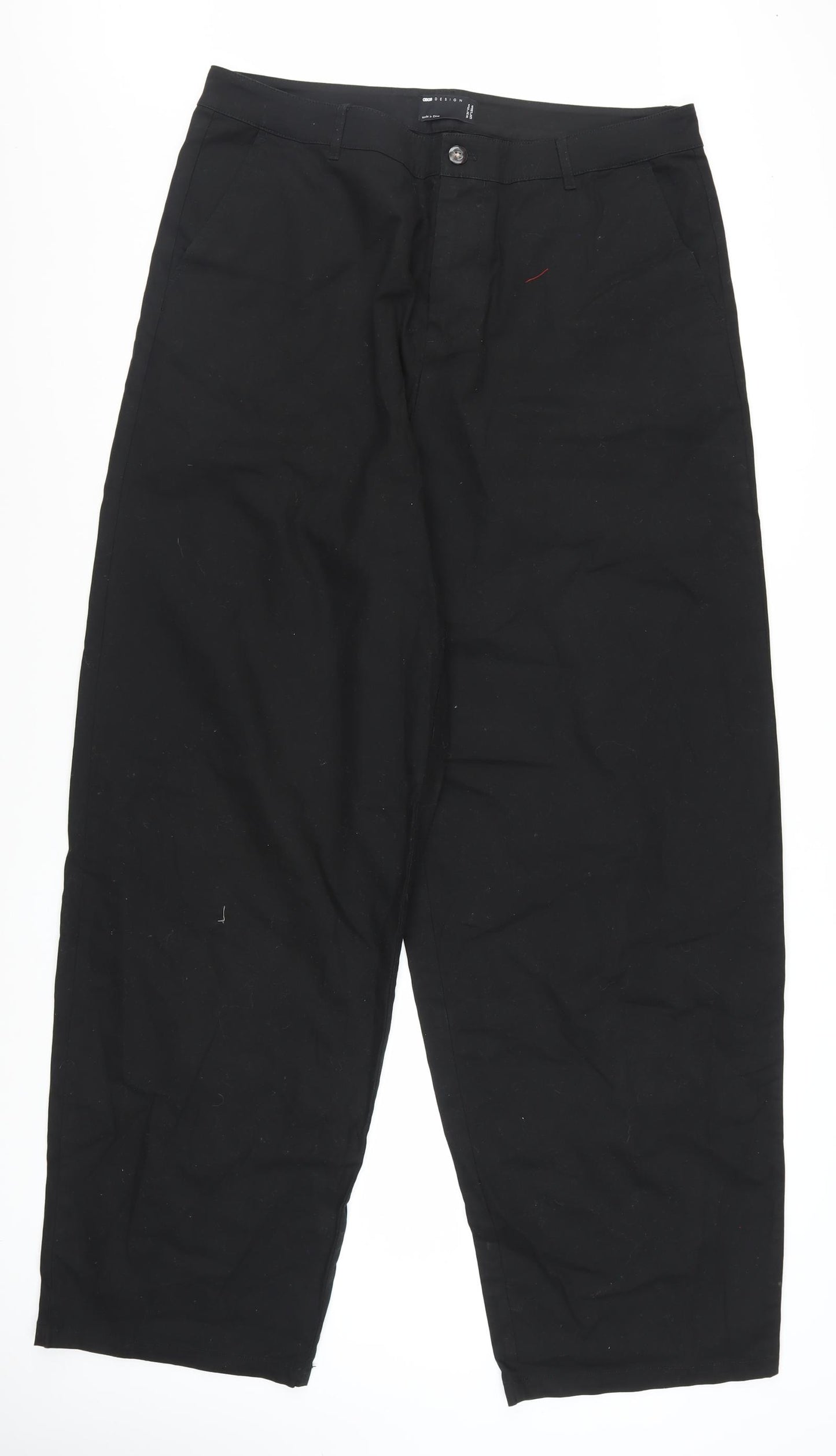 ASOS Design Men's Black Chino Trousers 36W 34L Cotton Blend
