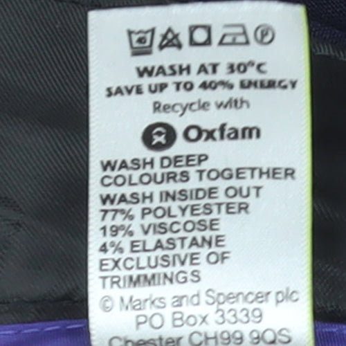 Marks and Spencer Womens Navy Stretch Trousers Size 16 Long