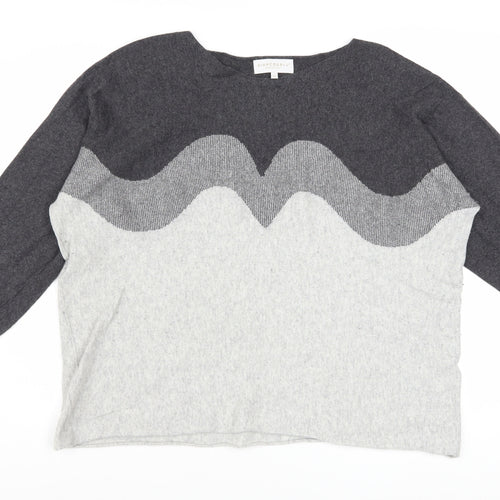 Bianco & Blu Womens Grey XL Merino Wool Blend Pullover Jumper