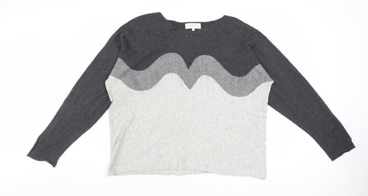 Bianco & Blu Womens Grey XL Merino Wool Blend Pullover Jumper