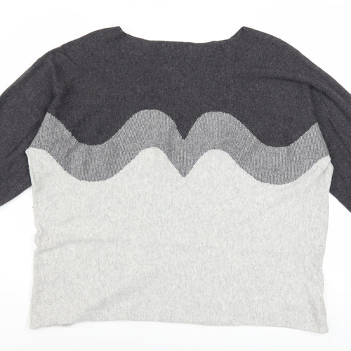 Bianco & Blu Womens Grey XL Merino Wool Blend Pullover Jumper