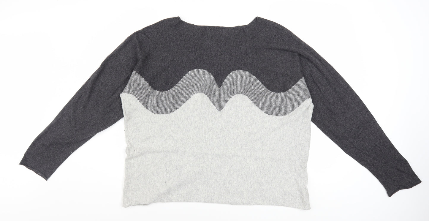 Bianco & Blu Womens Grey XL Merino Wool Blend Pullover Jumper