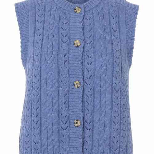 Marks and Spencer Women Blue Cable-Knit Sleeveless Cardigan Size 12