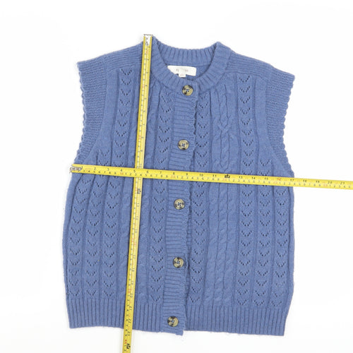 Marks and Spencer Women Blue Cable-Knit Sleeveless Cardigan Size 12