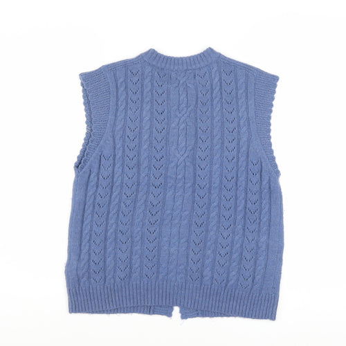 Marks and Spencer Women Blue Cable-Knit Sleeveless Cardigan Size 12