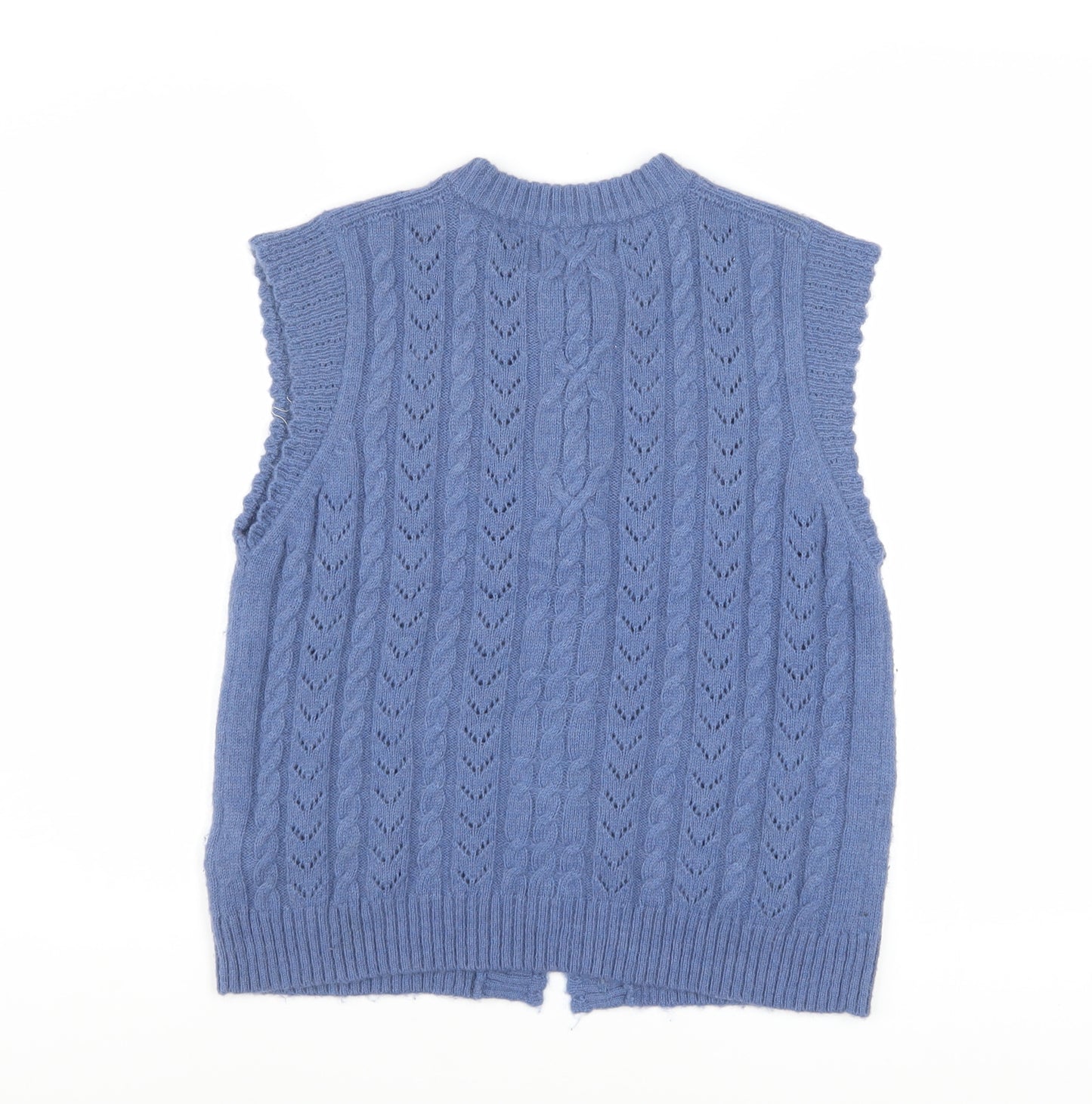 Marks and Spencer Women Blue Cable-Knit Sleeveless Cardigan Size 12