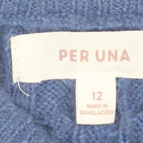 Marks and Spencer Women Blue Cable-Knit Sleeveless Cardigan Size 12