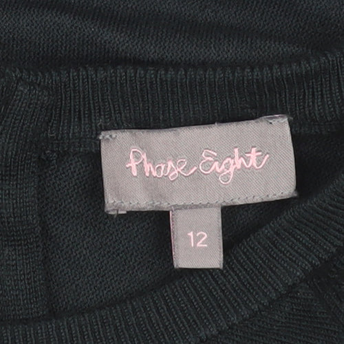 Phase Eight Women Green Crew Neck Long Sleeve Pullover Jumper Size 12