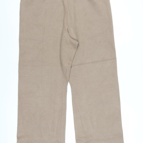 Yaya Women Beige Wide-Leg Knit Stretch Trousers Size L
