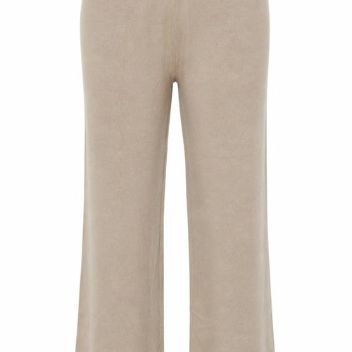 Yaya Women Beige Wide-Leg Knit Stretch Trousers Size L