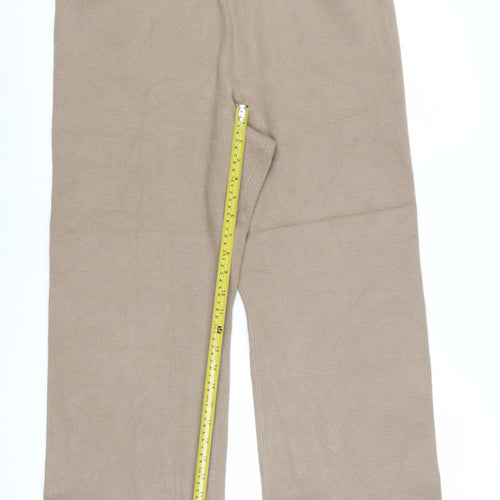 Yaya Women Beige Wide-Leg Knit Stretch Trousers Size L