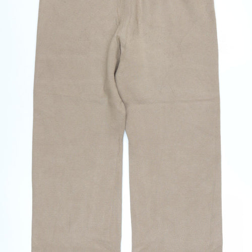 Yaya Women Beige Wide-Leg Knit Stretch Trousers Size L