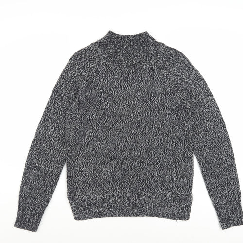 Next Women Grey Chunky Knit Mock Neck Jumper XS