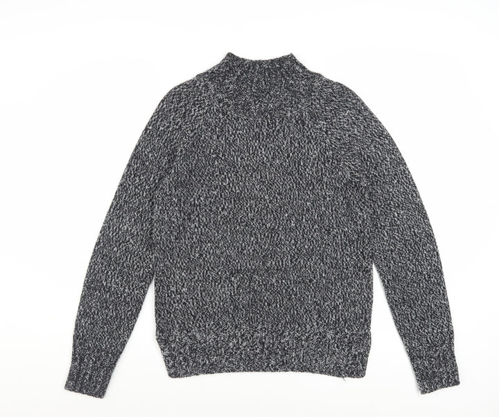 Next Women Grey Chunky Knit Mock Neck Jumper XS