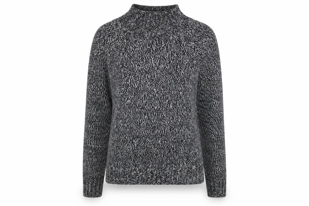 Front view of Next Women Grey Chunky Knit Mock Neck Jumper XS