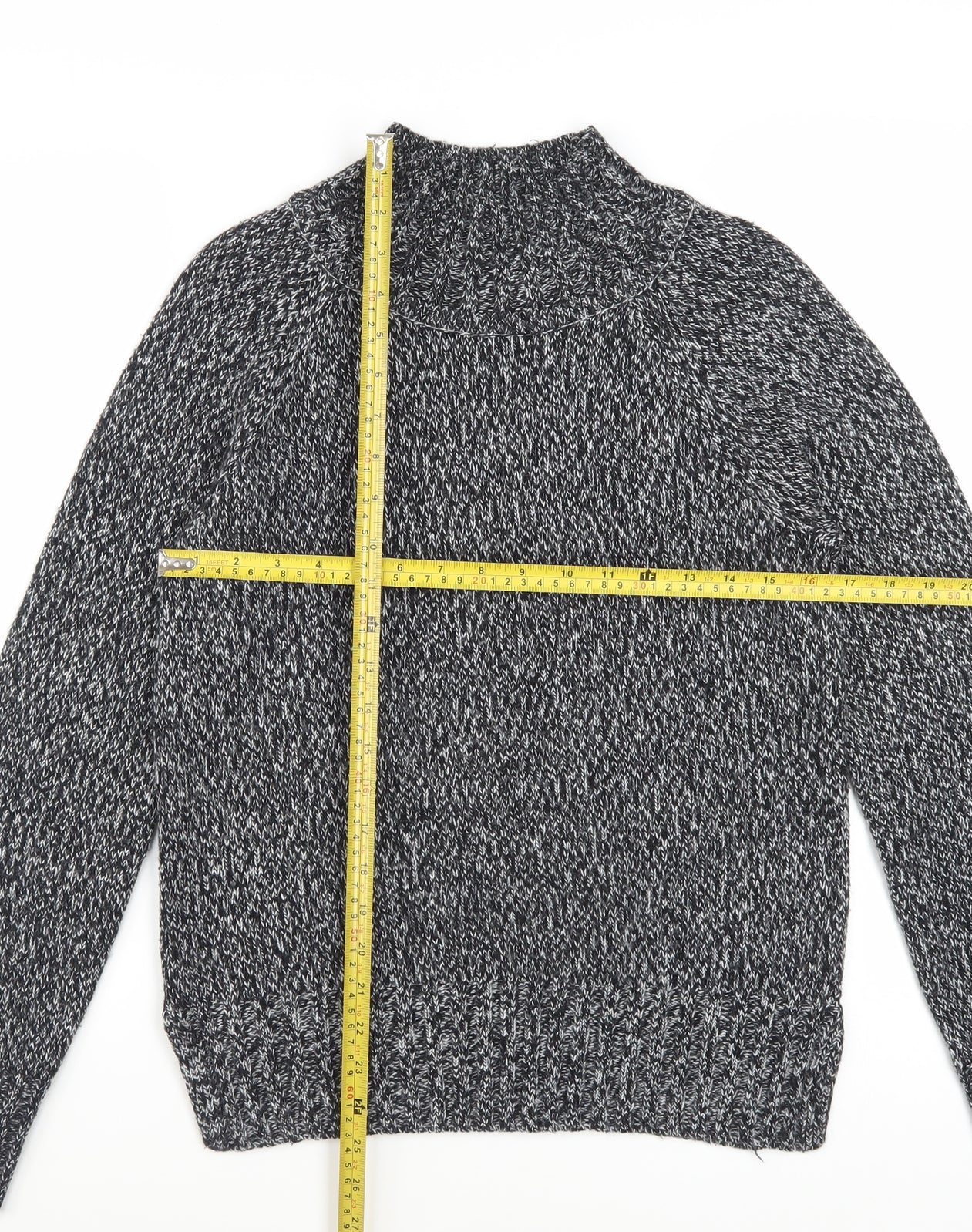 Next Women Grey Chunky Knit Mock Neck Jumper XS