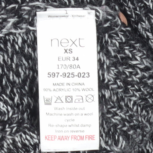 Next Women Grey Chunky Knit Mock Neck Jumper XS