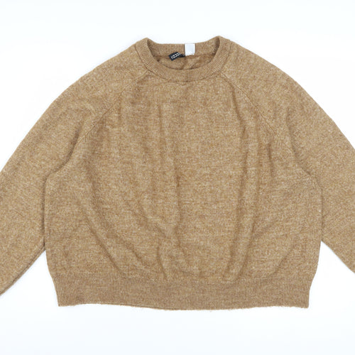 H&M Women Beige 3XL Pullover Knit Jumper Crew Neck Relaxed Fit