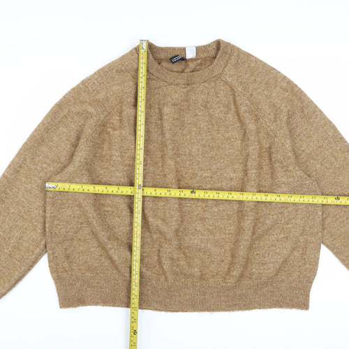H&M Women Beige 3XL Pullover Knit Jumper Crew Neck Relaxed Fit