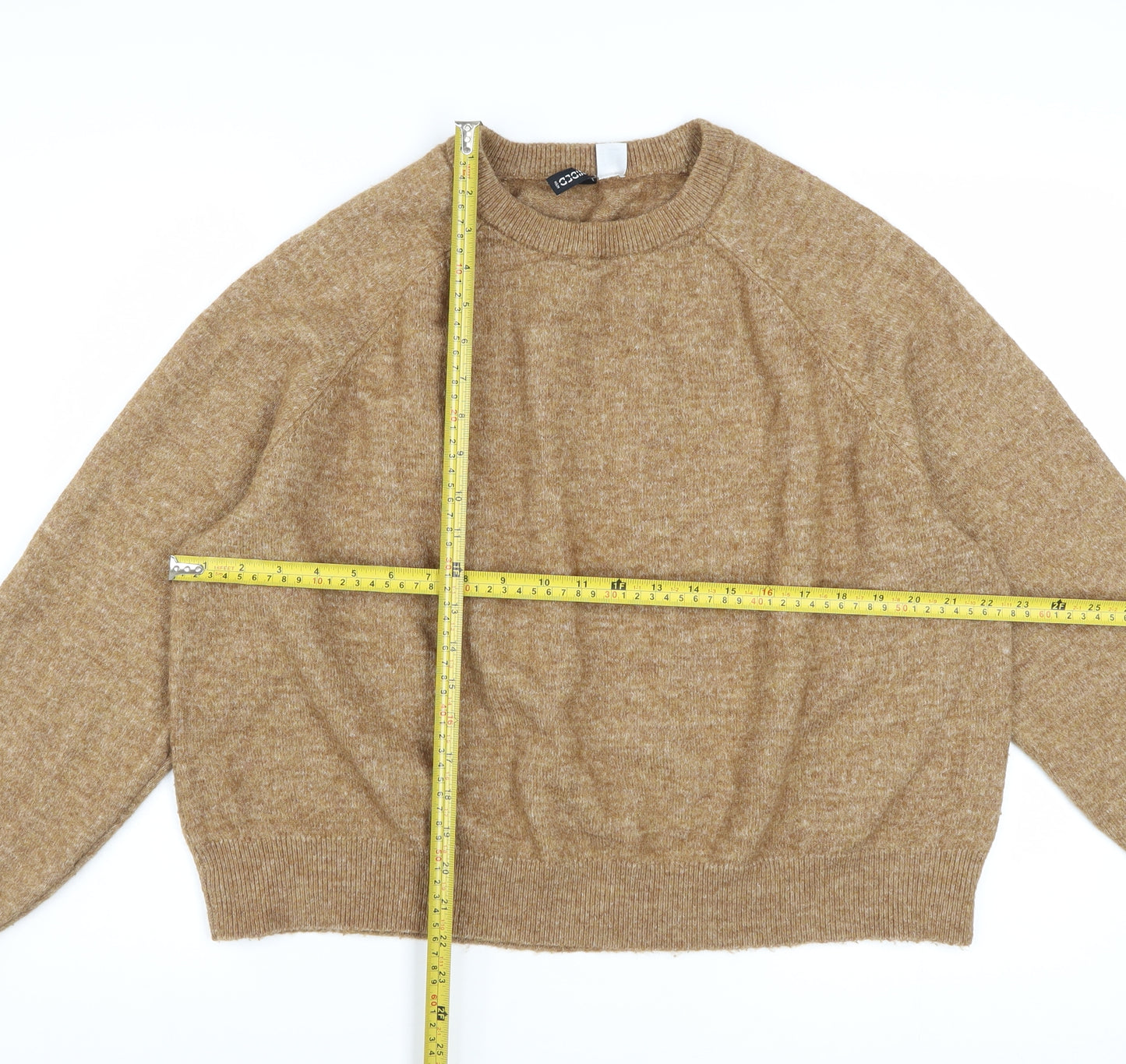 H&M Women Beige 3XL Pullover Knit Jumper Crew Neck Relaxed Fit