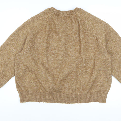 H&M Women Beige 3XL Pullover Knit Jumper Crew Neck Relaxed Fit