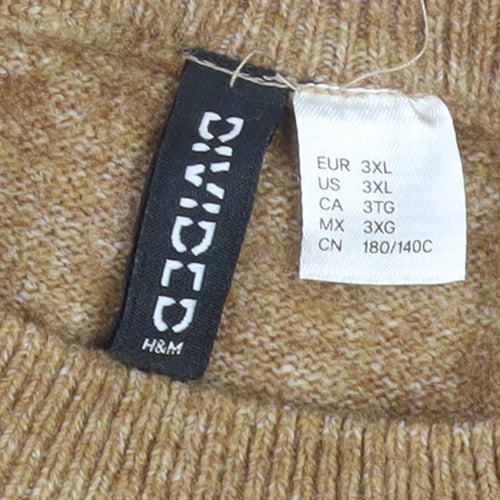 H&M Women Beige 3XL Pullover Knit Jumper Crew Neck Relaxed Fit