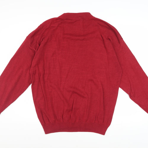Clothes Men's Red Striped Cotton Crew Neck Pullover Jumper L
