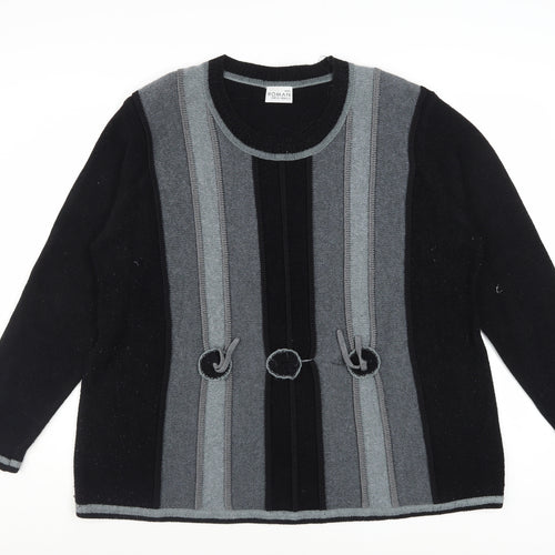 Roman Originals Women’s Grey Striped Cardigan 2XL Knit Jumper