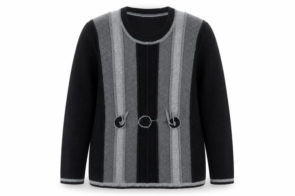 Roman Originals Women’s Grey Striped Cardigan 2XL Knit Jumper
