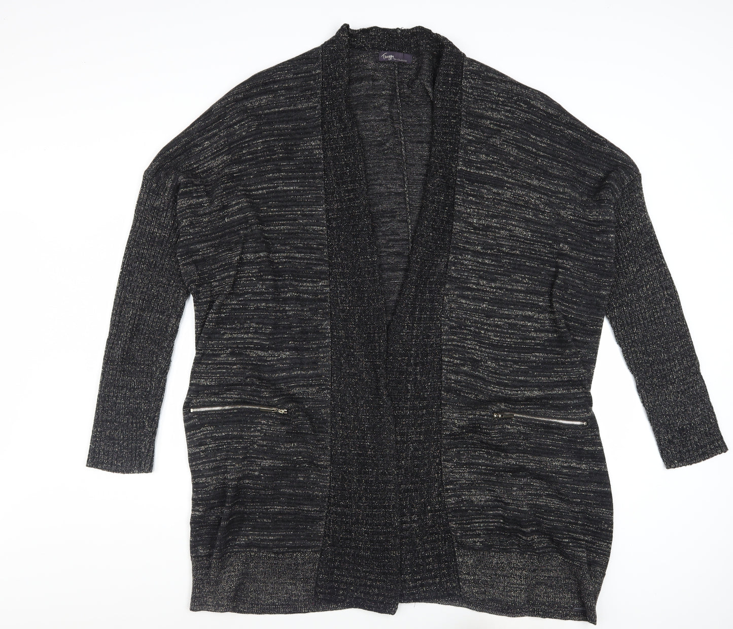 Marks and Spencer Women’s Black Metallic Knit Longline Cardigan Size 22
