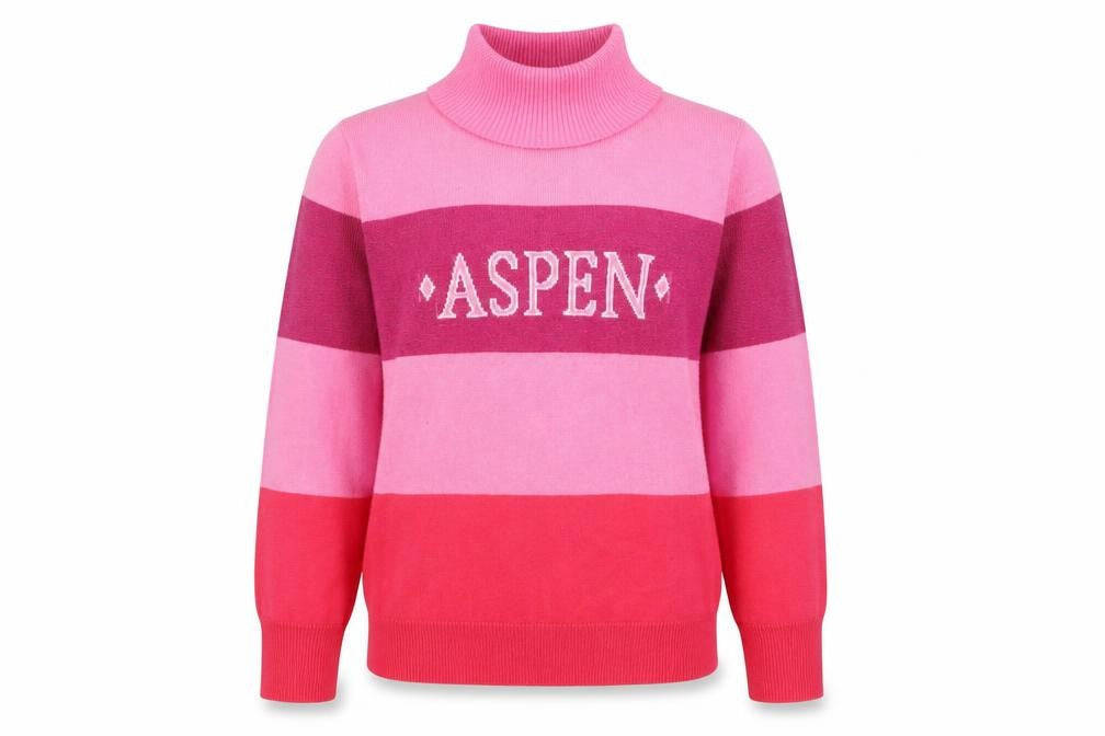 Front view of Threadbare Women Pink Striped Roll Neck jumper, size 14