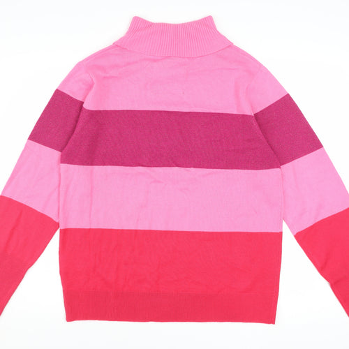 Threadbare Women Pink Striped Roll Neck Pullover Jumper Size 14