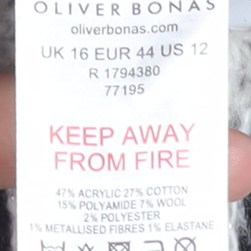 Oliver Bonas Women Black White Striped Knit Vest Jumper Size 16