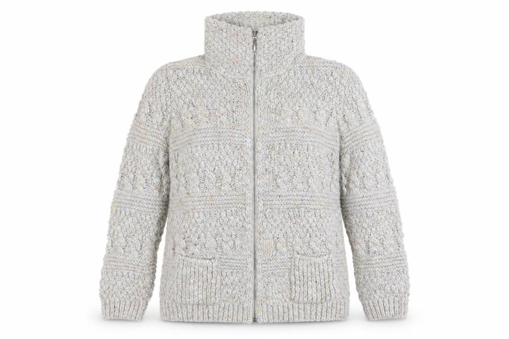 Front view of Marks & Spencer Women's Grey Cable-Knit Full Zip Jumper UK 14