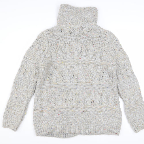 Marks and Spencer Women's Grey Cable-Knit Full Zip Jumper UK 14