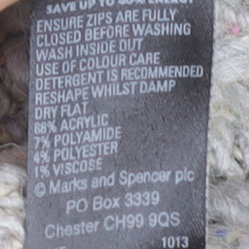 Marks and Spencer Women's Grey Cable-Knit Full Zip Jumper UK 14