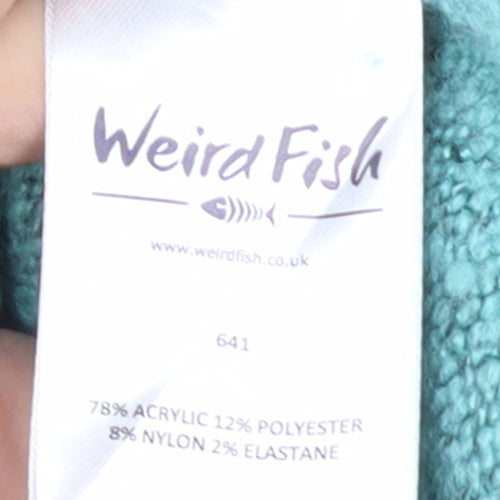 Weird Fish Women Green Size 10 Cable-Knit Button Cardigan